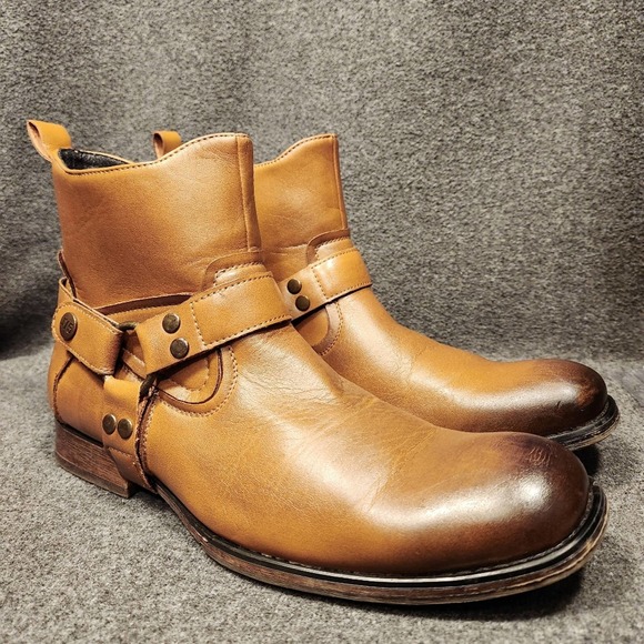 J75 BY JUMP Other - J75 BY JUMP WILDX Cognac  Burnished Toes Moto Boots Removable Harness Mens 11